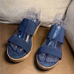Anne Klein Navy Blue Wedge Sandals NWOT